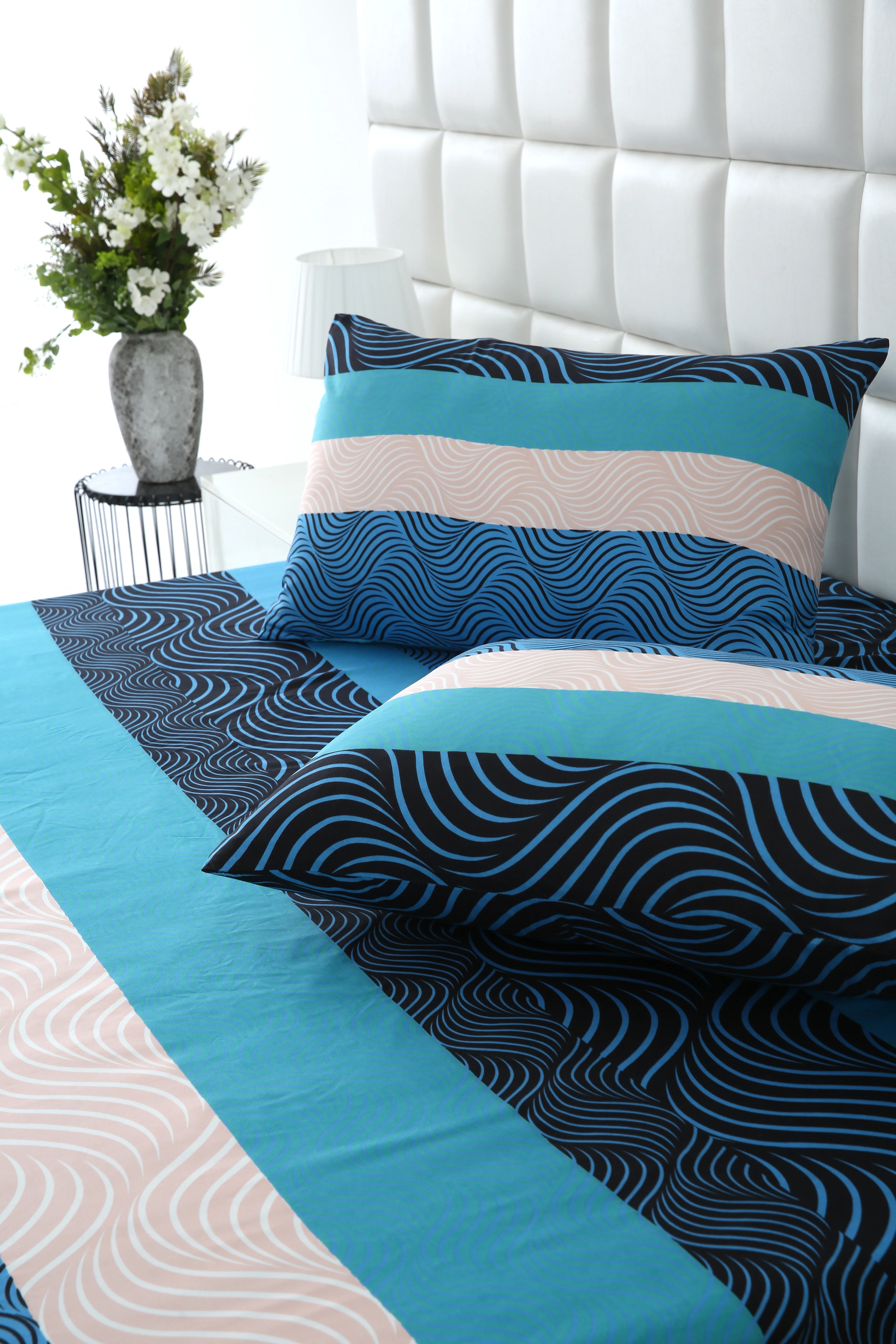 Zipper Mattress Cover Printed-Aqua Waves - Image 10