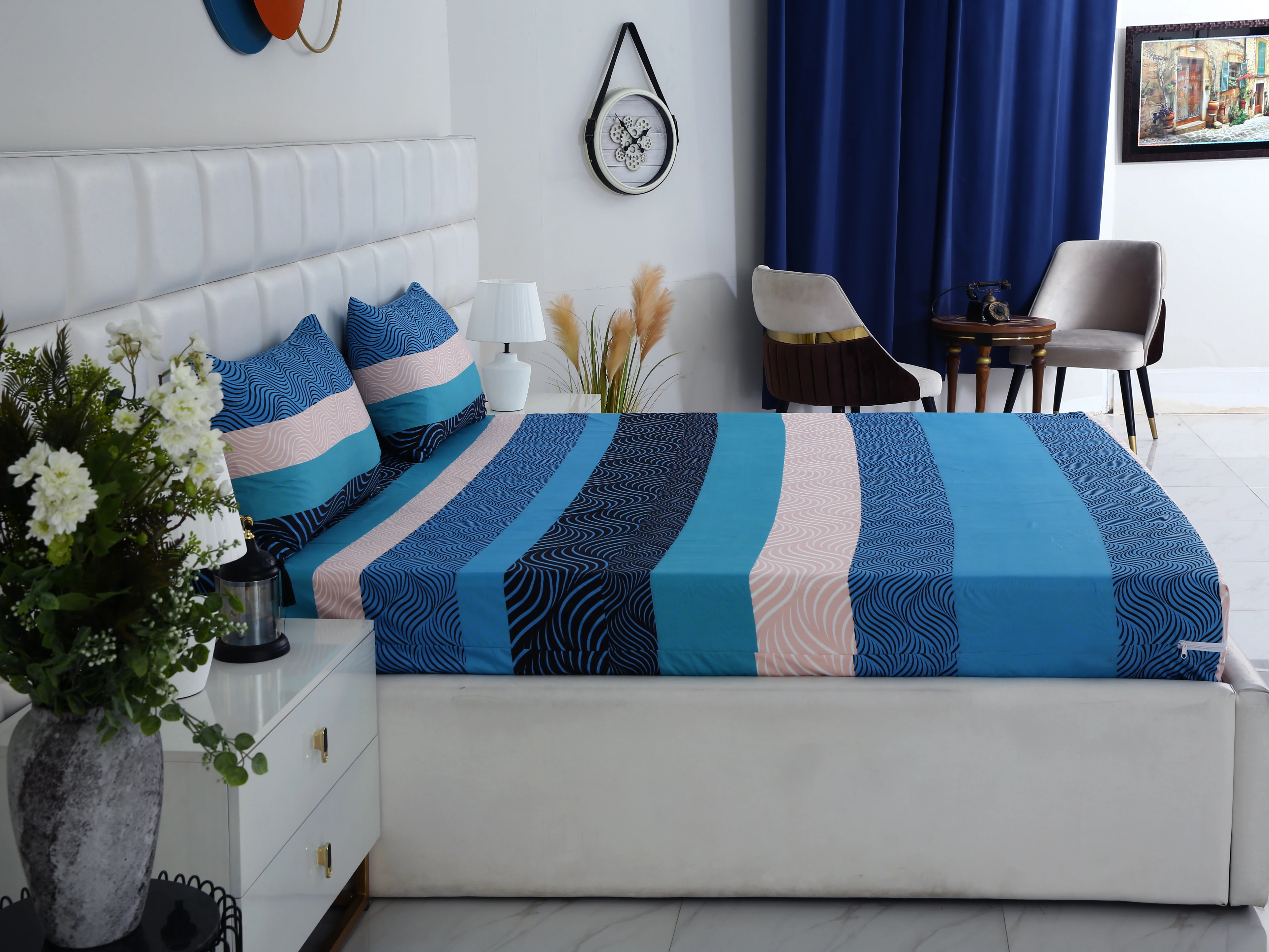 Zipper Mattress Cover Printed-Aqua Waves - Image 7