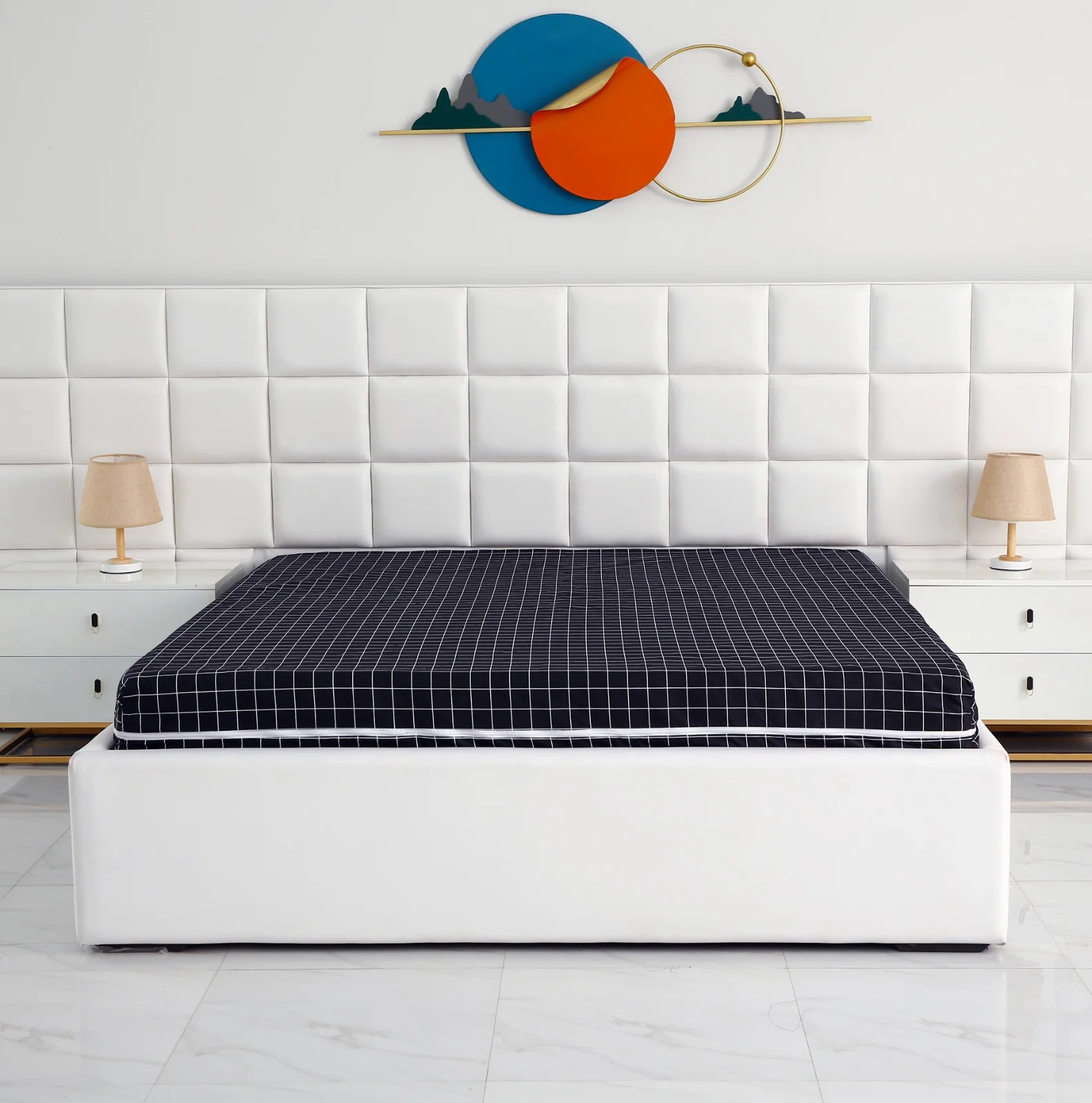 Zipper Mattress Cover Printed-Black Check - Image 3
