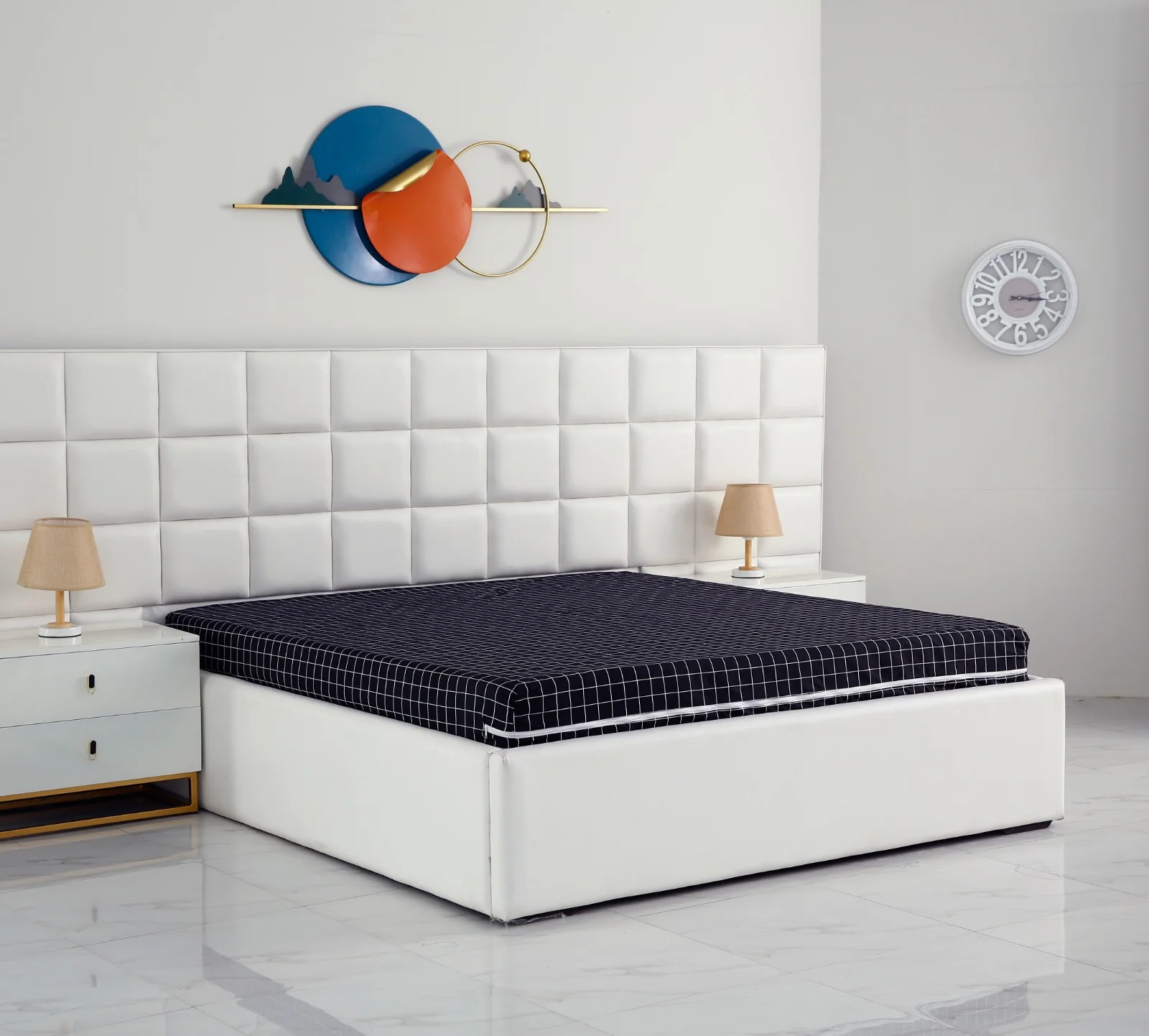 Zipper Mattress Cover Printed-Black Check - Image 4