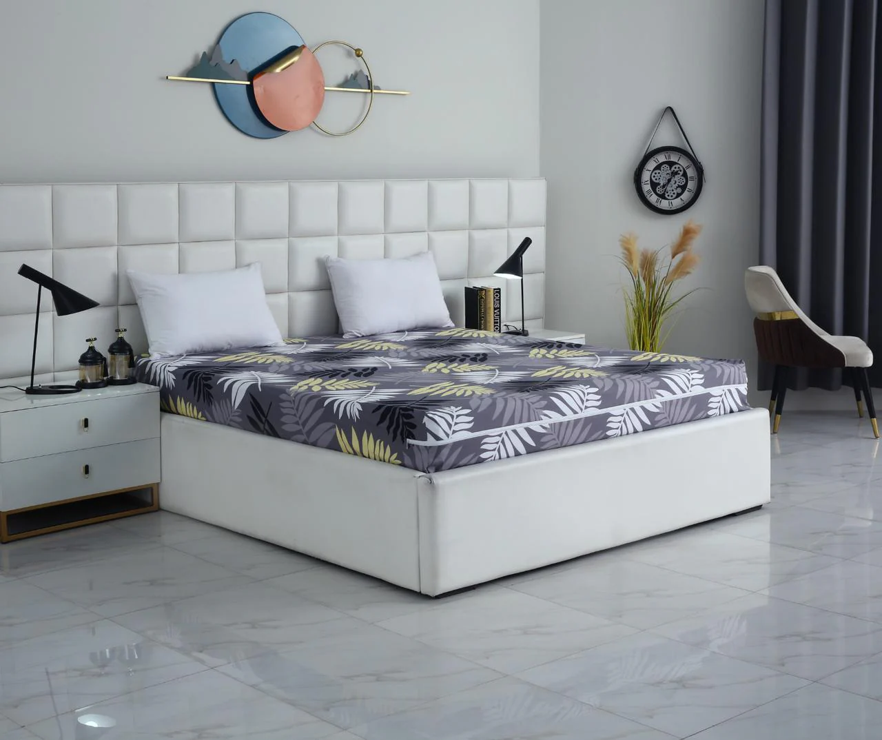 Zipper Mattress Cover Printed-Black Feathers - Image 5