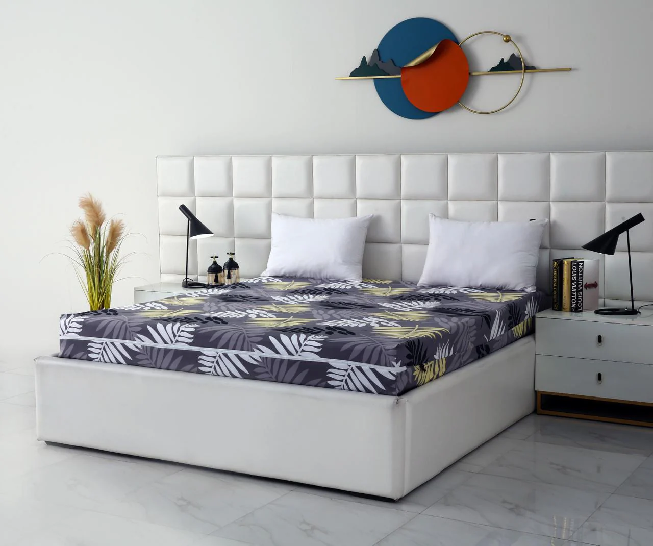 Zipper Mattress Cover Printed-Black Feathers - Image 7