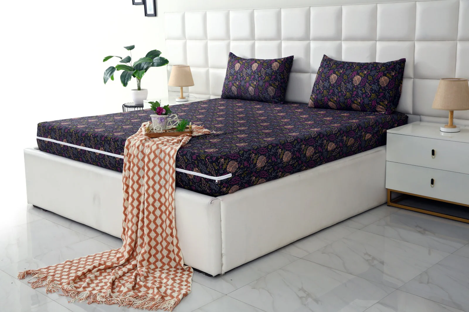 Zipper Mattress Cover Printed-Black Lilly - Image 4