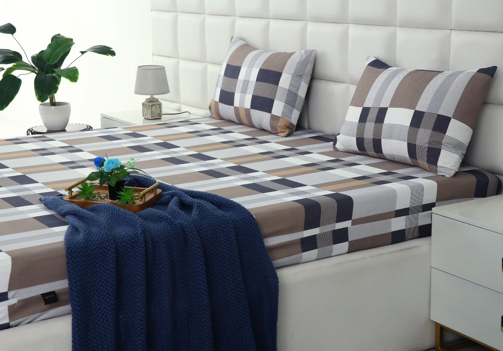 Zipper Mattress Cover Printed-Brown Check - Image 8