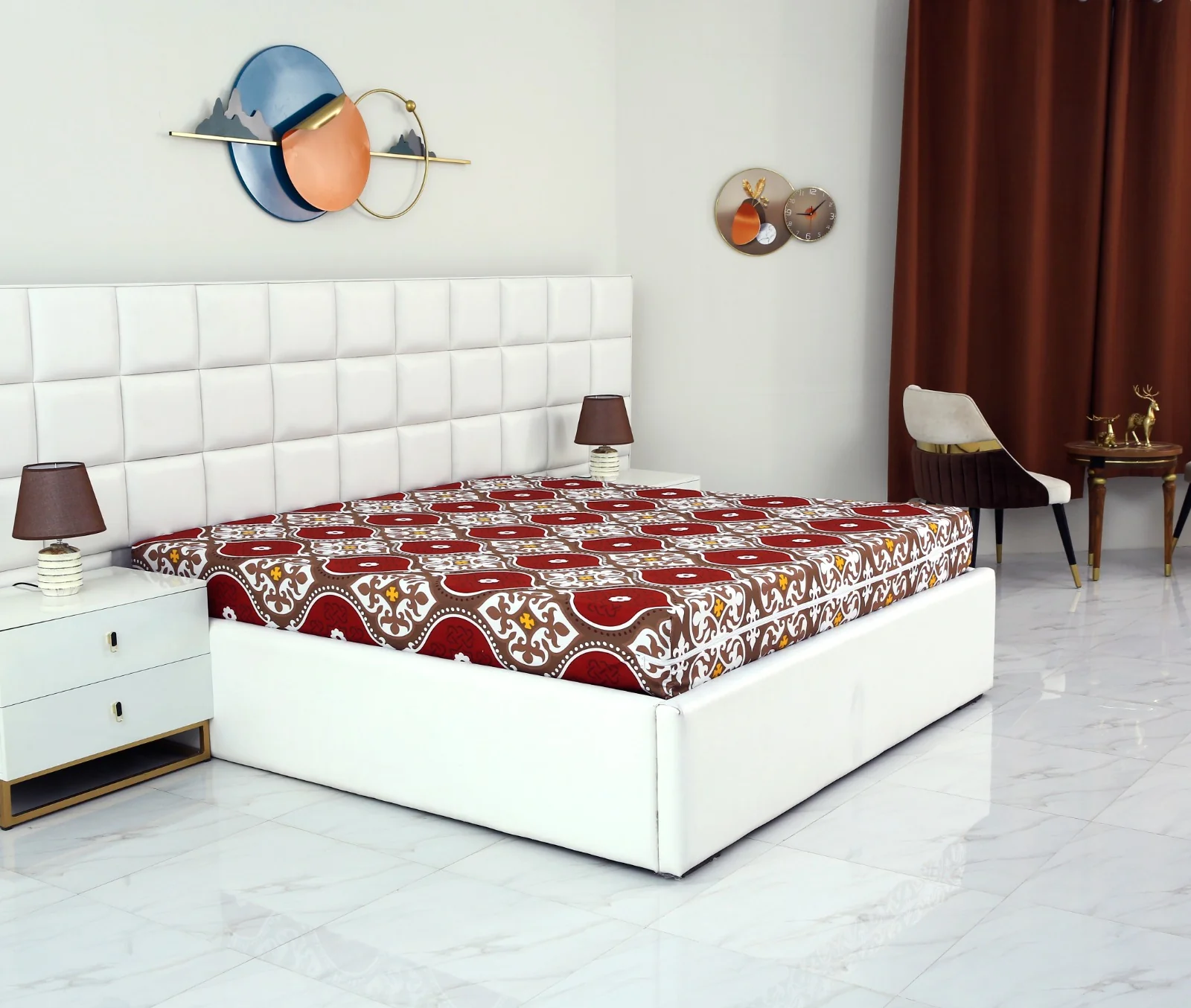 Zipper Mattress Cover Printed-Brown Crown