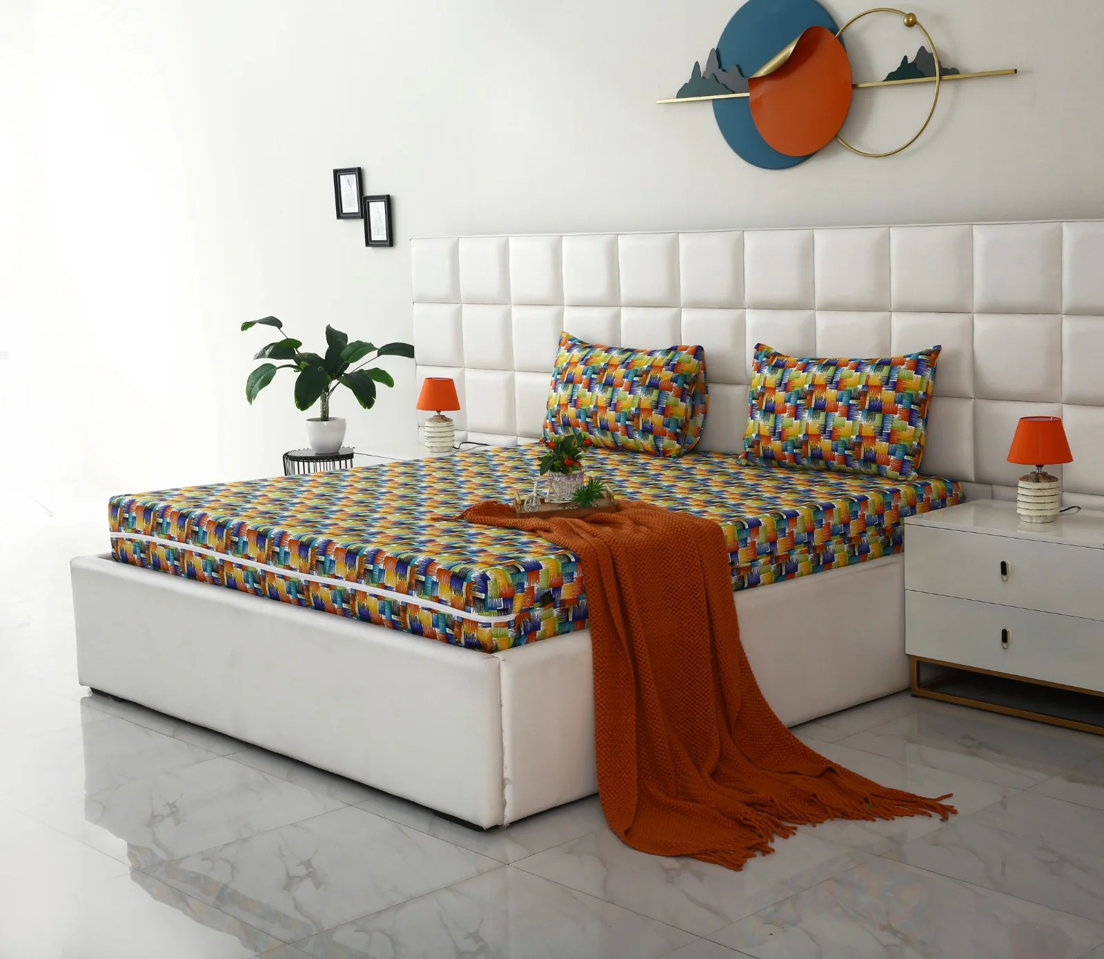 Zipper Mattress Cover Printed-Coral Rush - Image 9