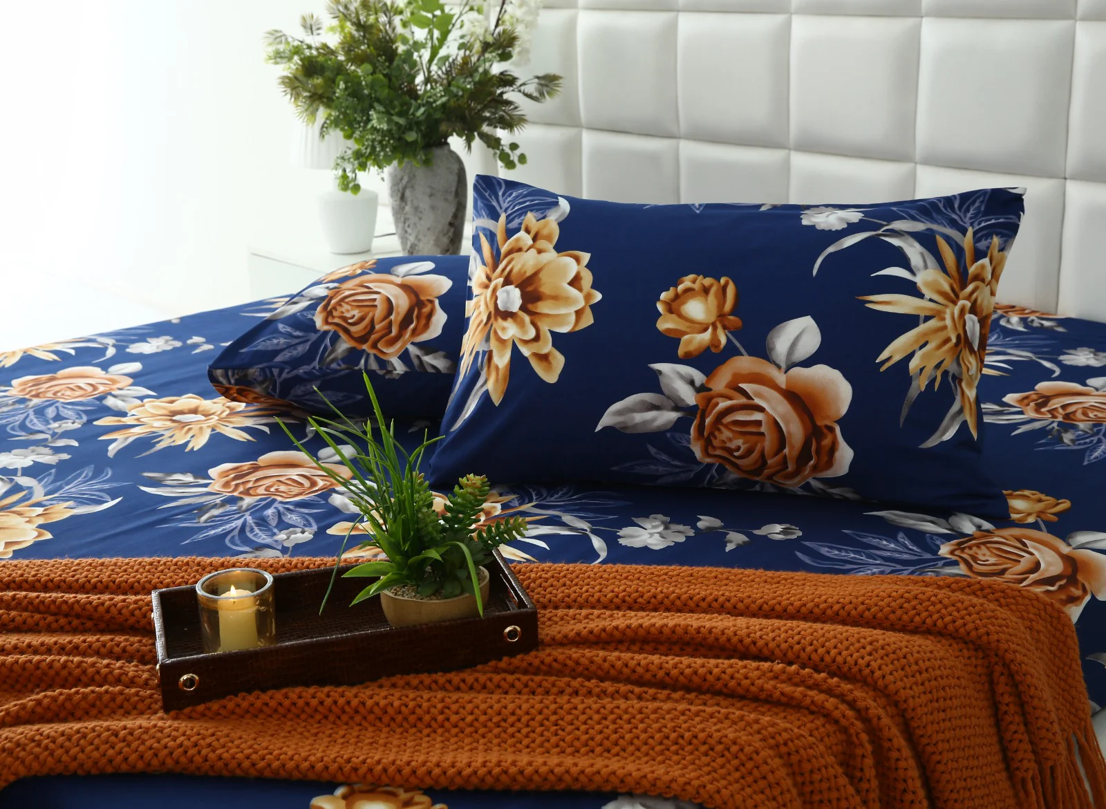 Zipper Mattress Cover Printed-Ethnic Flowers - Image 12