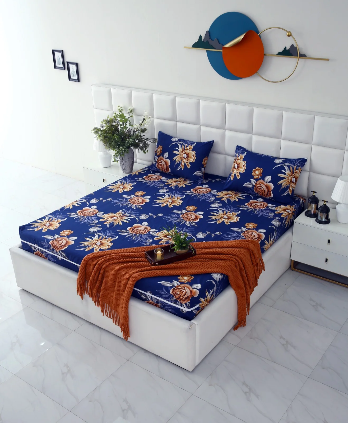 Zipper Mattress Cover Printed-Ethnic Flowers - Image 2