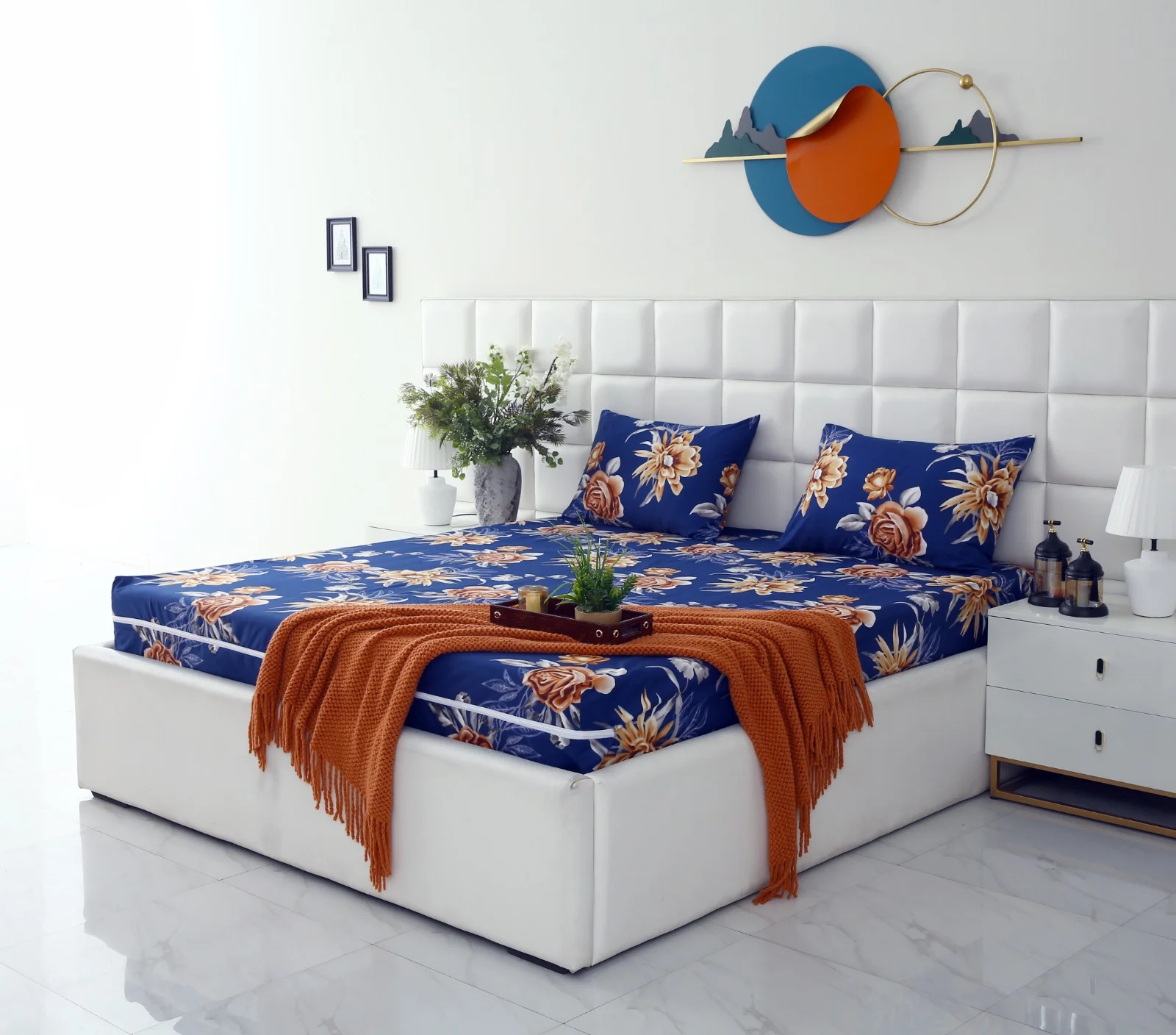 Zipper Mattress Cover Printed-Ethnic Flowers - Image 4