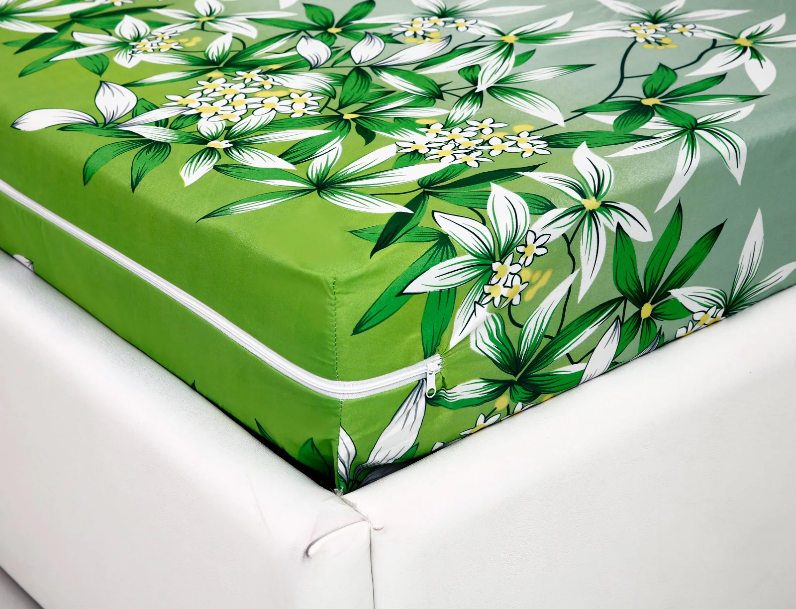 Zipper Mattress Cover Printed-Green Gold - Image 4
