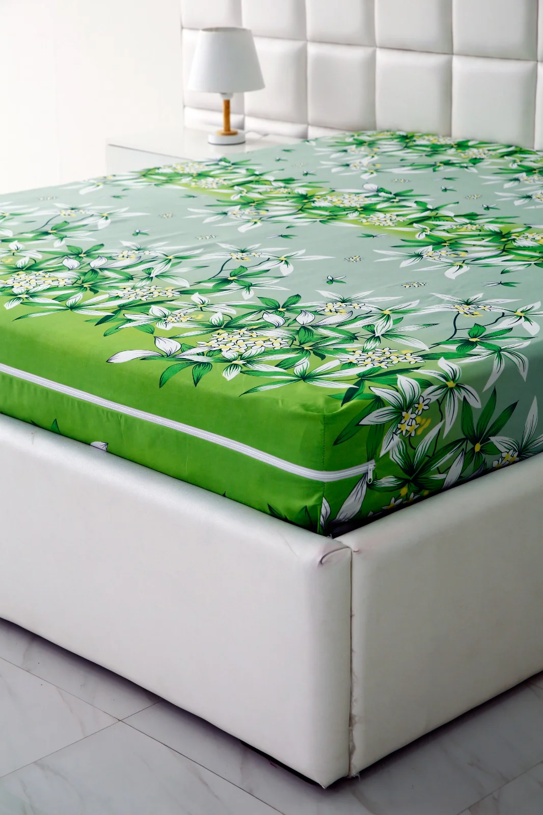 Zipper Mattress Cover Printed-Green Gold - Image 5