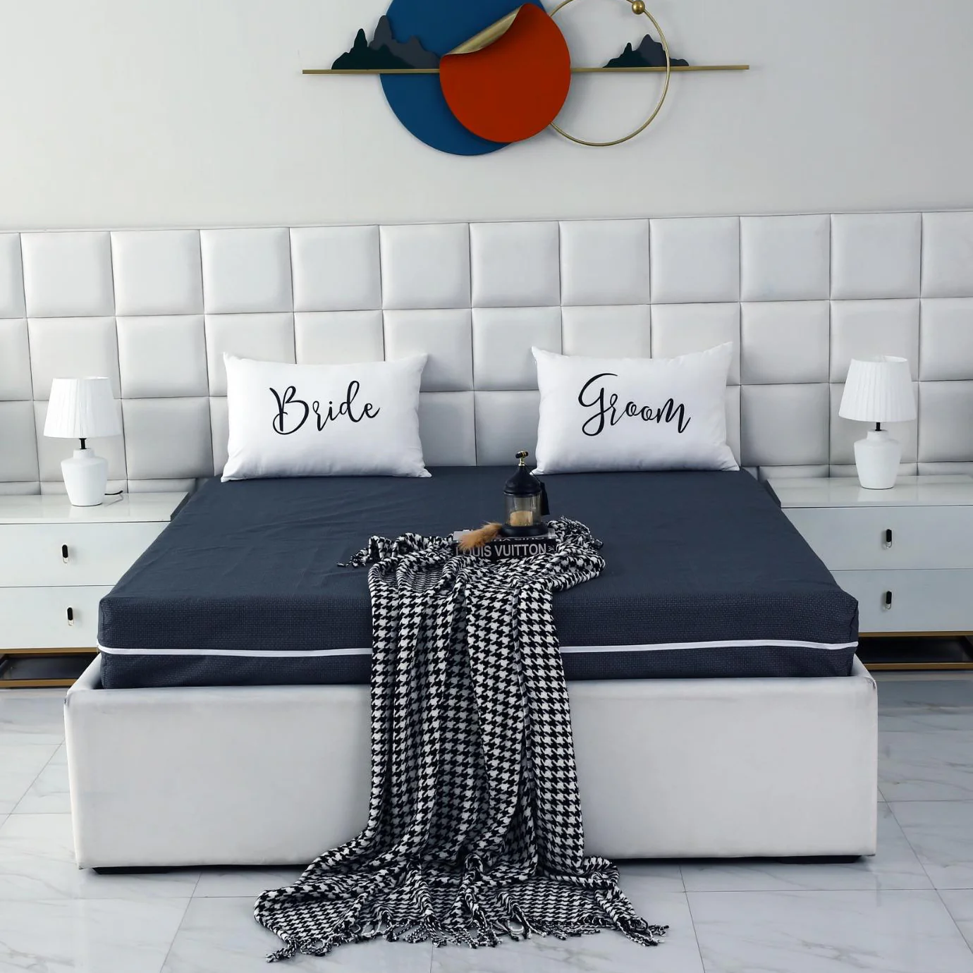Zipper Mattress Cover Printed-Grey Texture