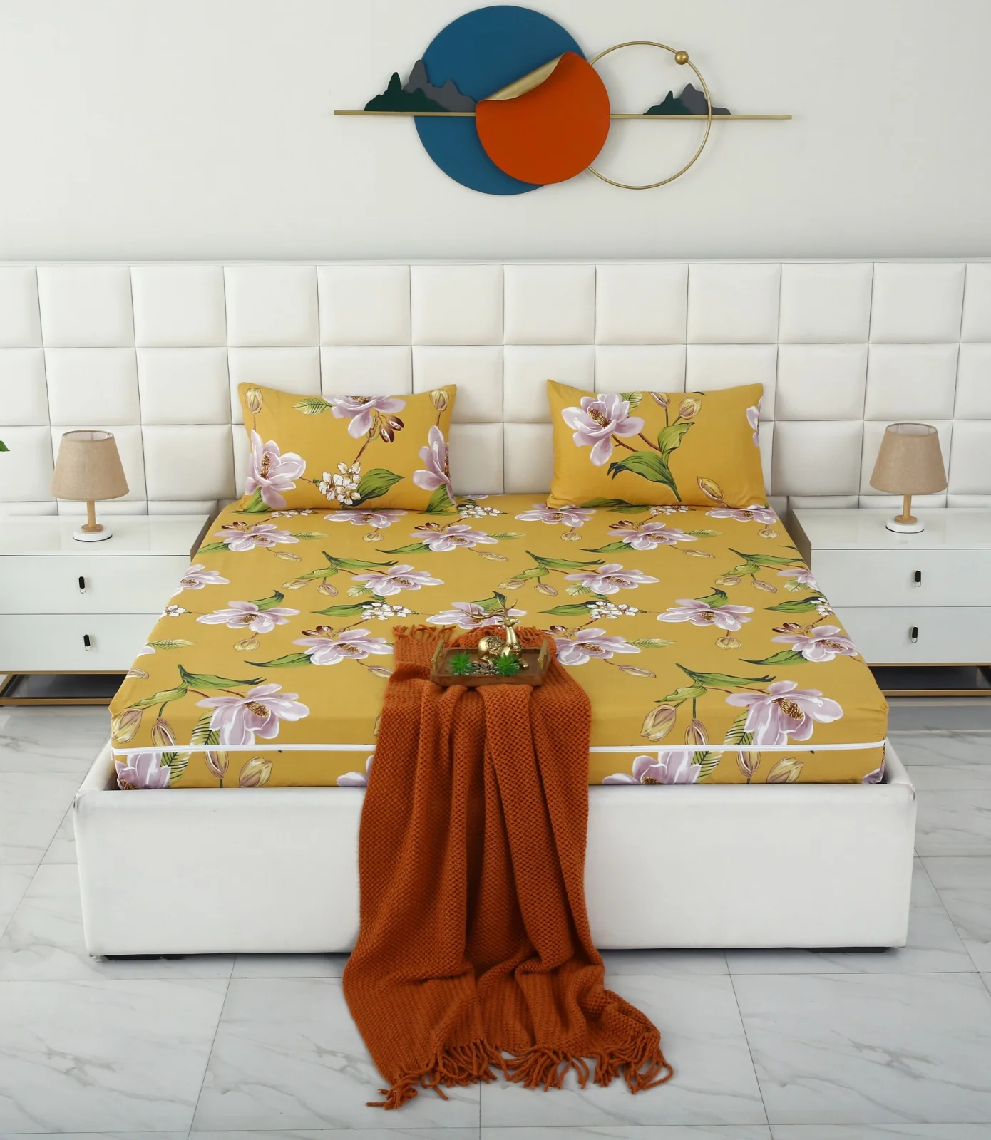 Zipper Mattress Cover Printed-Hibiscus - Image 3