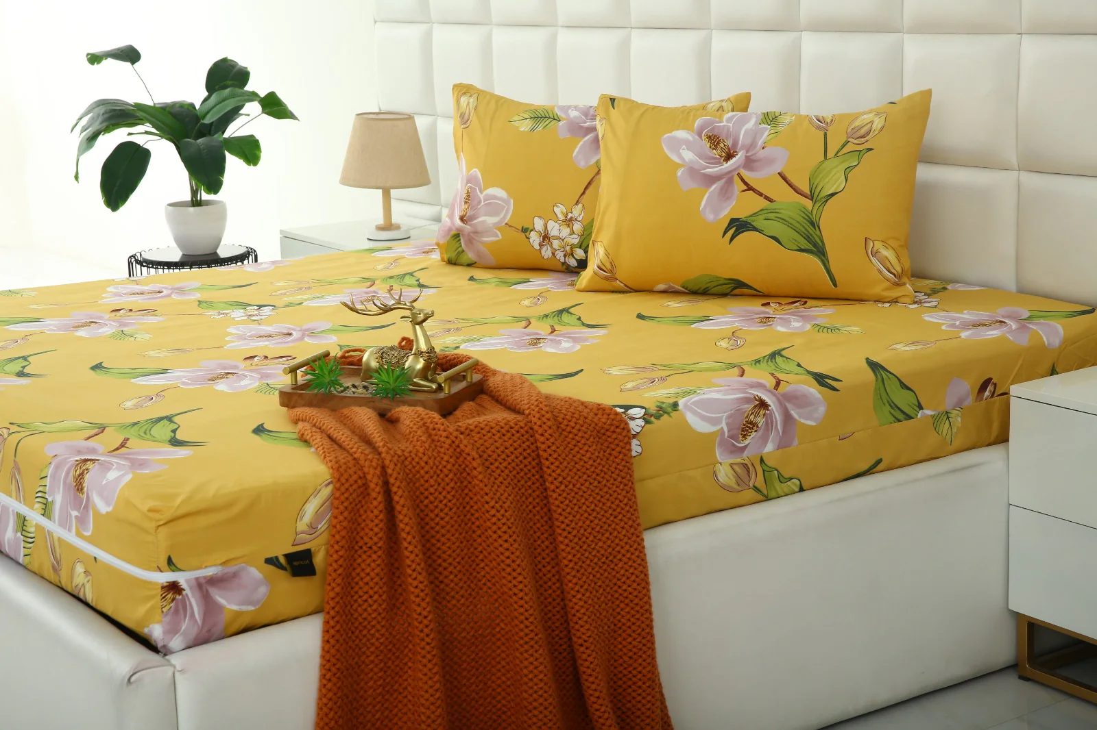Zipper Mattress Cover Printed-Hibiscus - Image 4