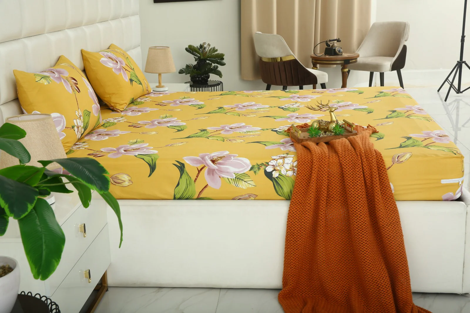 Zipper Mattress Cover Printed-Hibiscus - Image 9