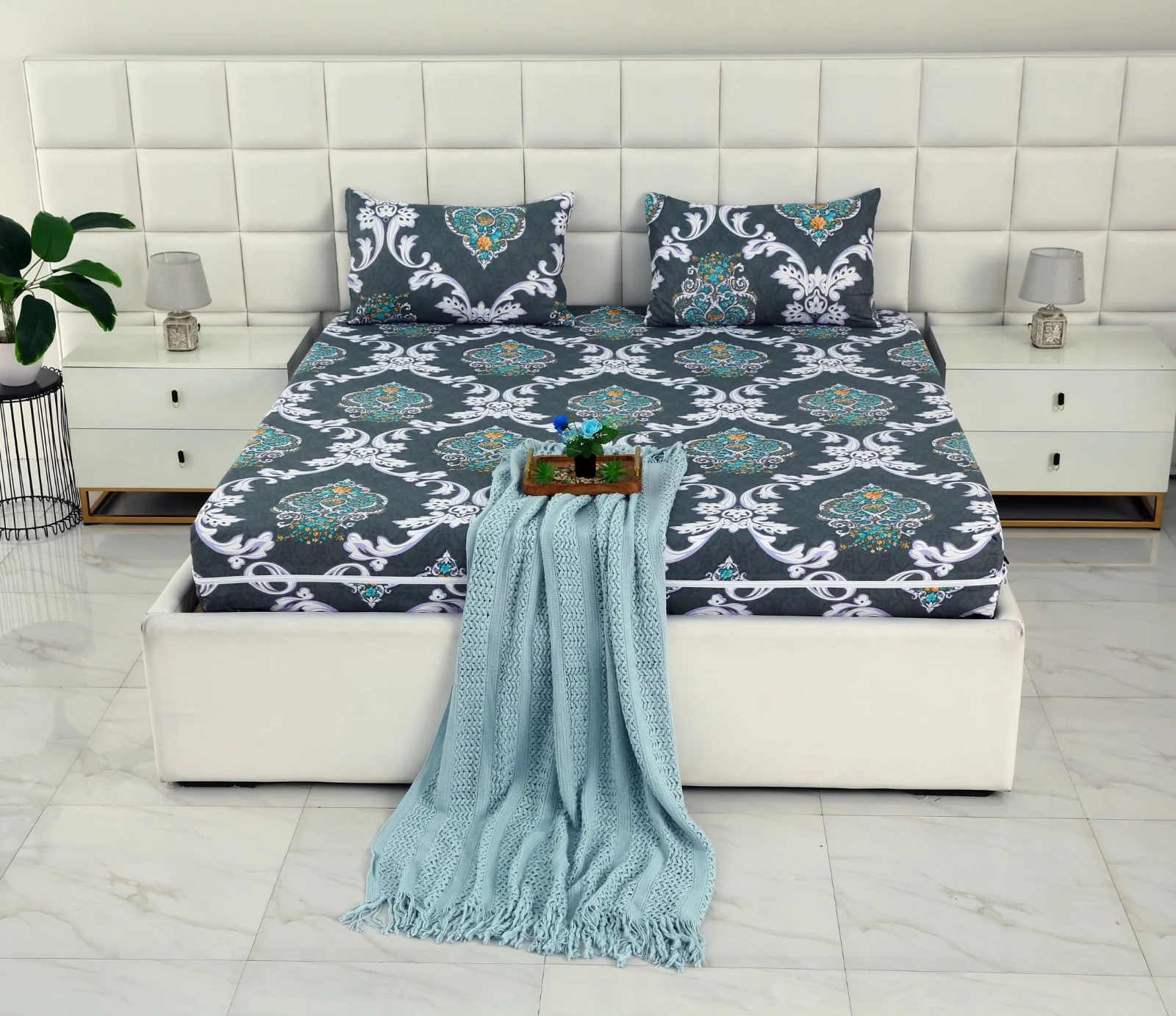 Zipper Mattress Cover Printed-Medallion Gold - Image 9