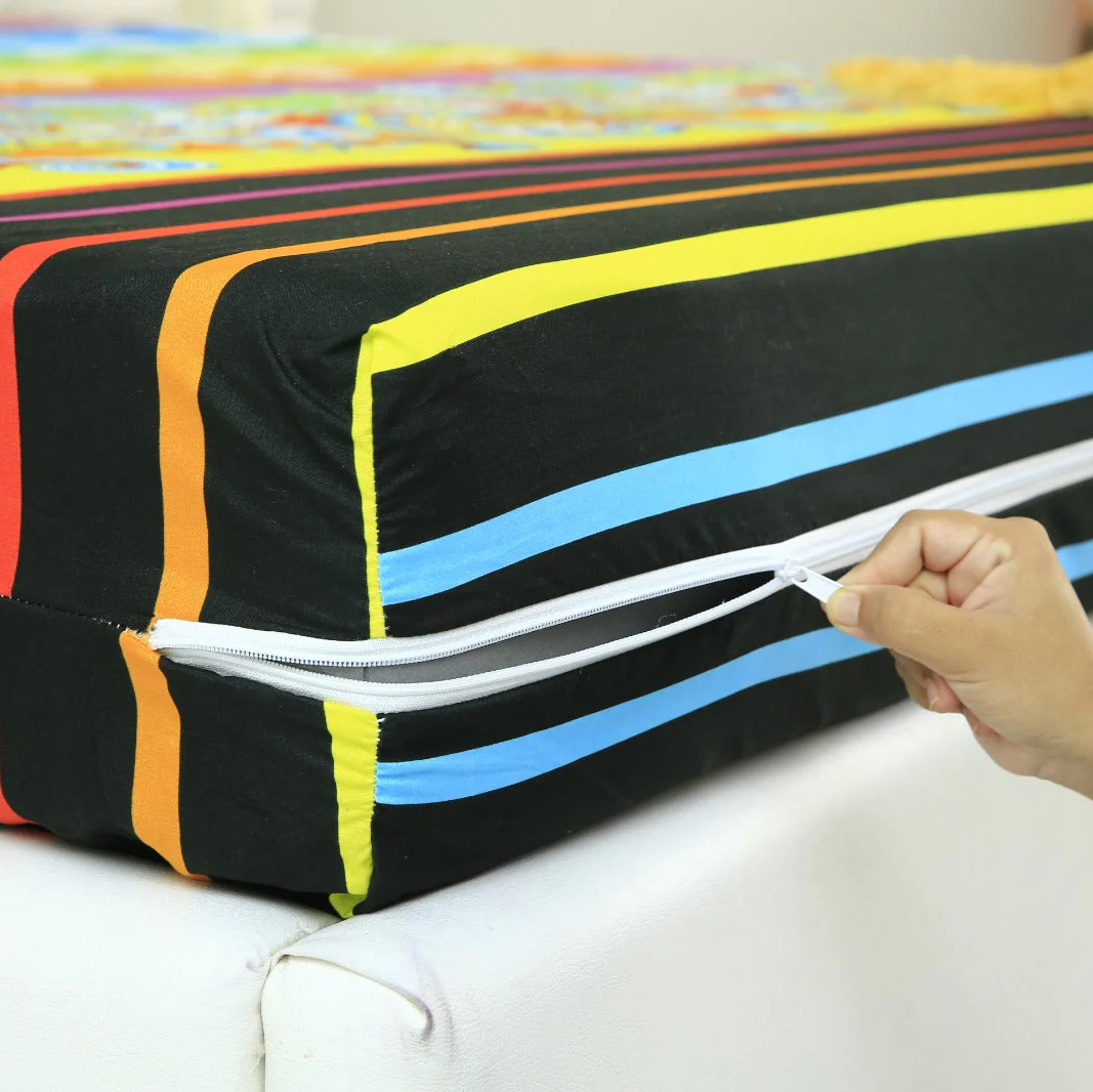 Zipper Mattress Cover Printed-Multi Flowers