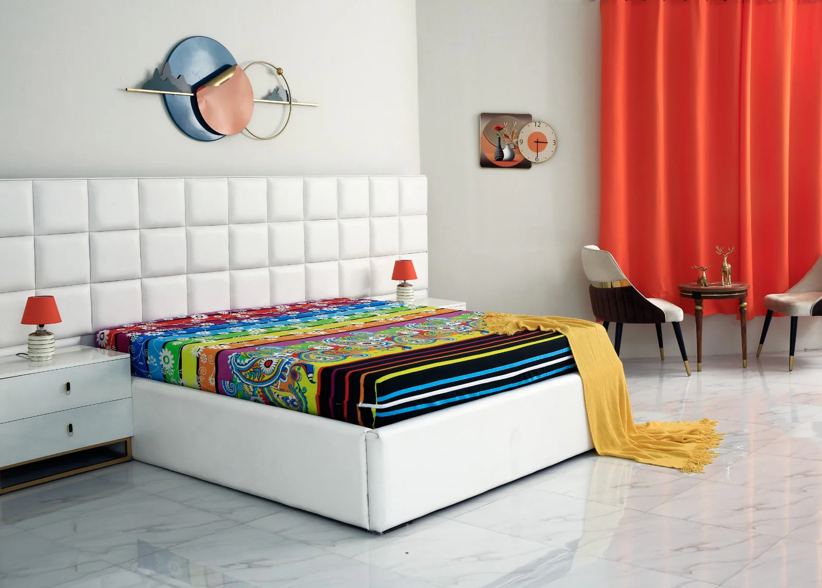 Zipper Mattress Cover Printed-Multi Flowers - Image 2
