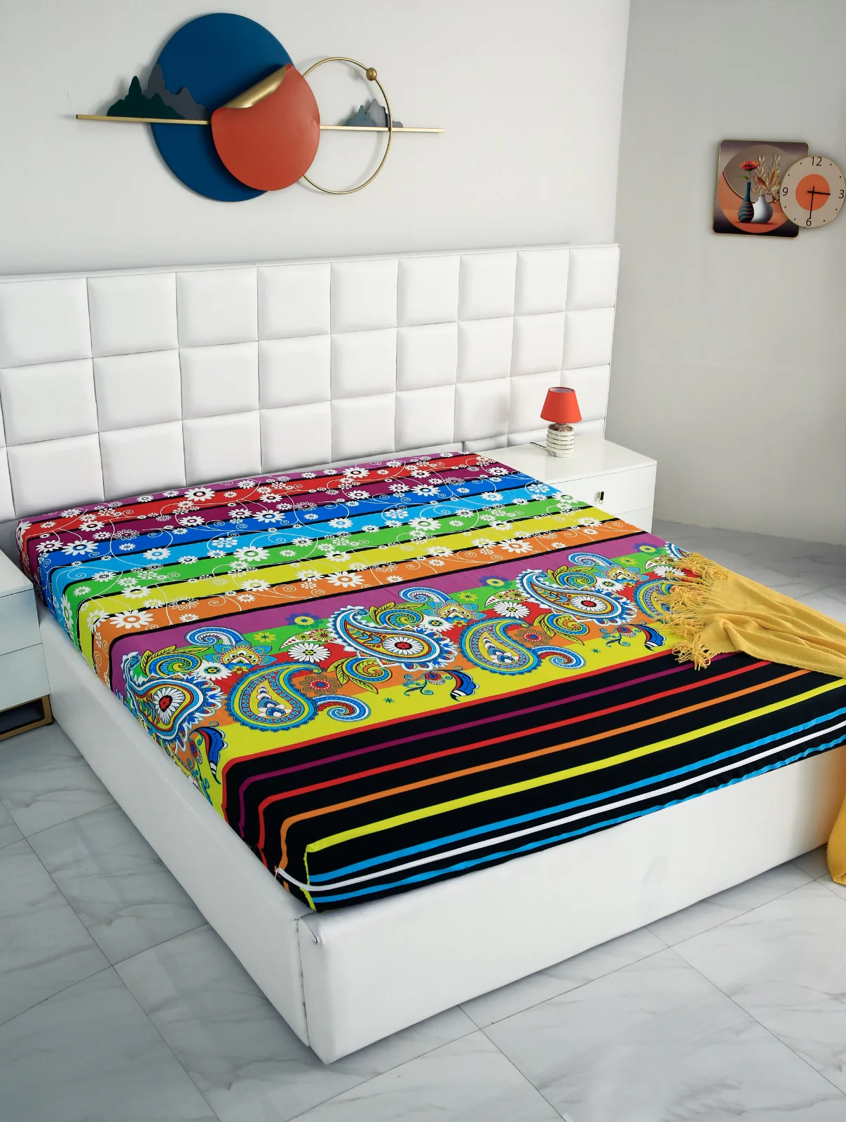 Zipper Mattress Cover Printed-Multi Flowers - Image 3