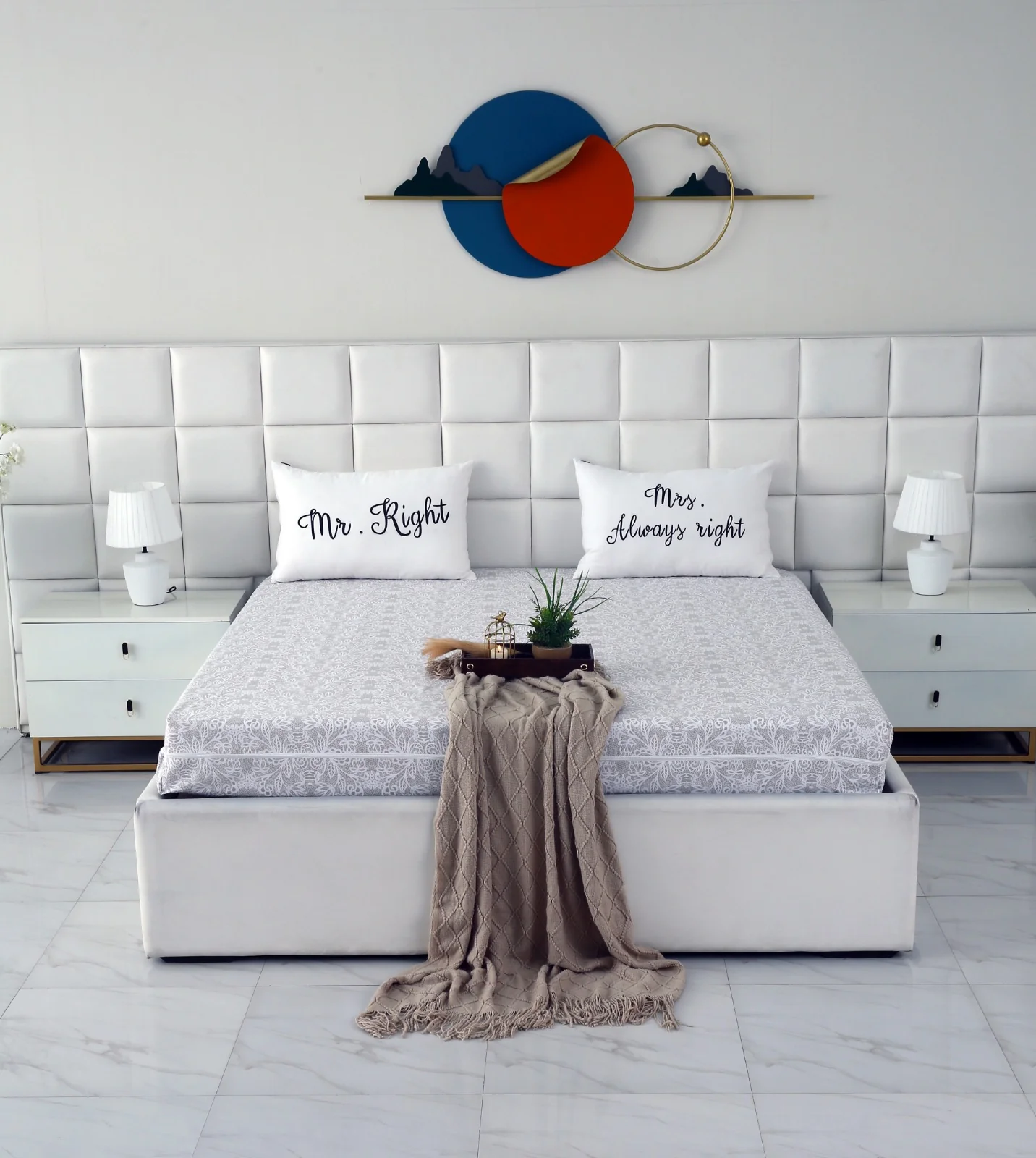 Zipper Mattress Cover Printed-Beige Flower - Image 4