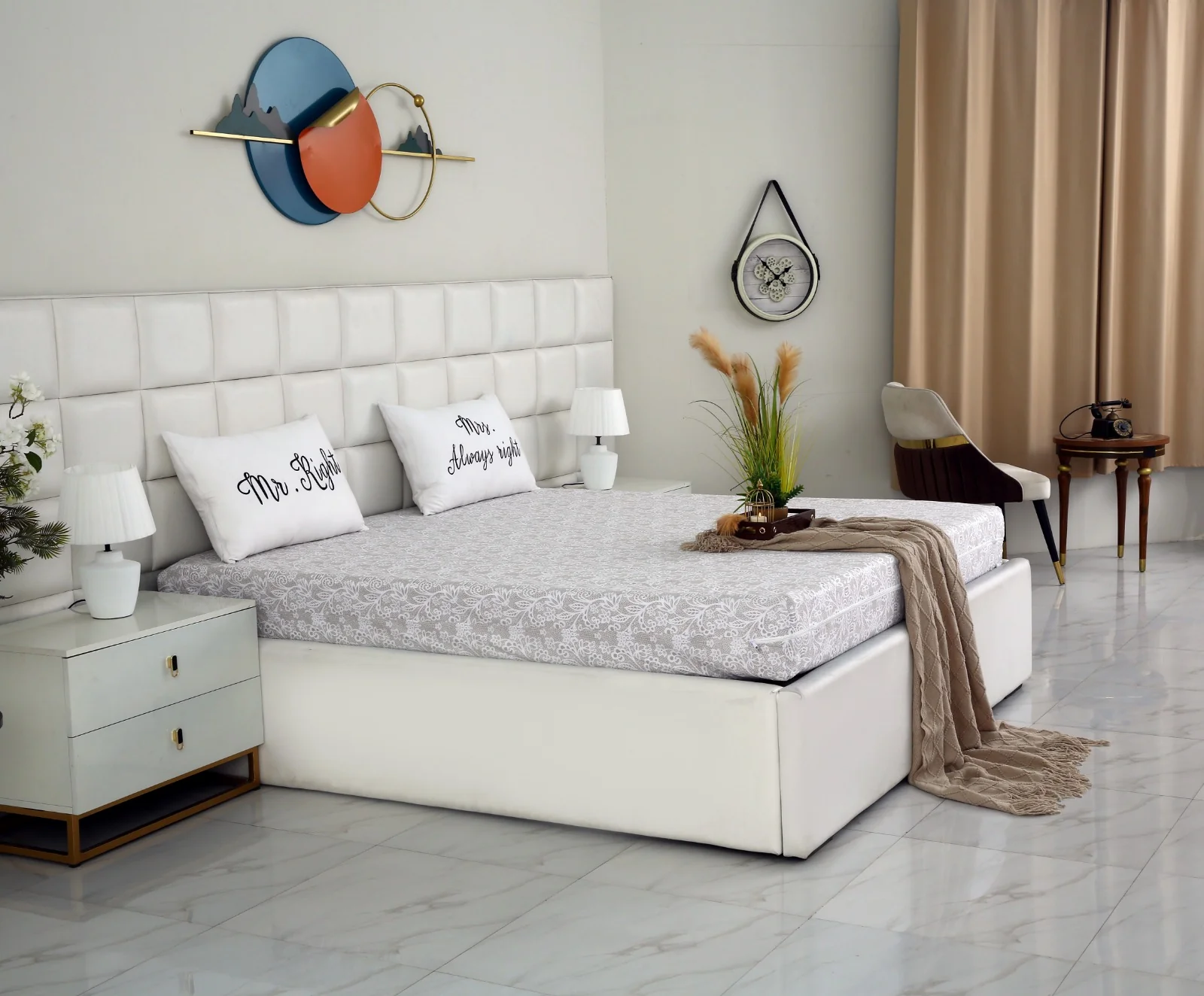 Zipper Mattress Cover Printed-Beige Flower - Image 5