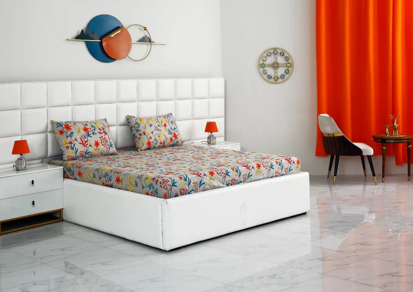 Zipper Mattress Cover Printed-Orange Lilly - Image 2
