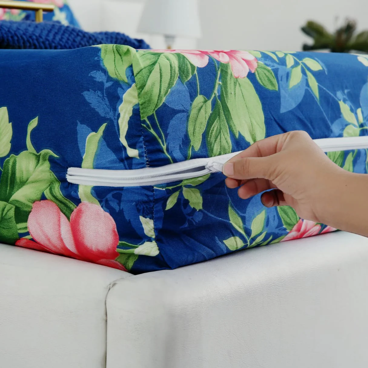 Zipper Mattress Cover Printed-Orchid
