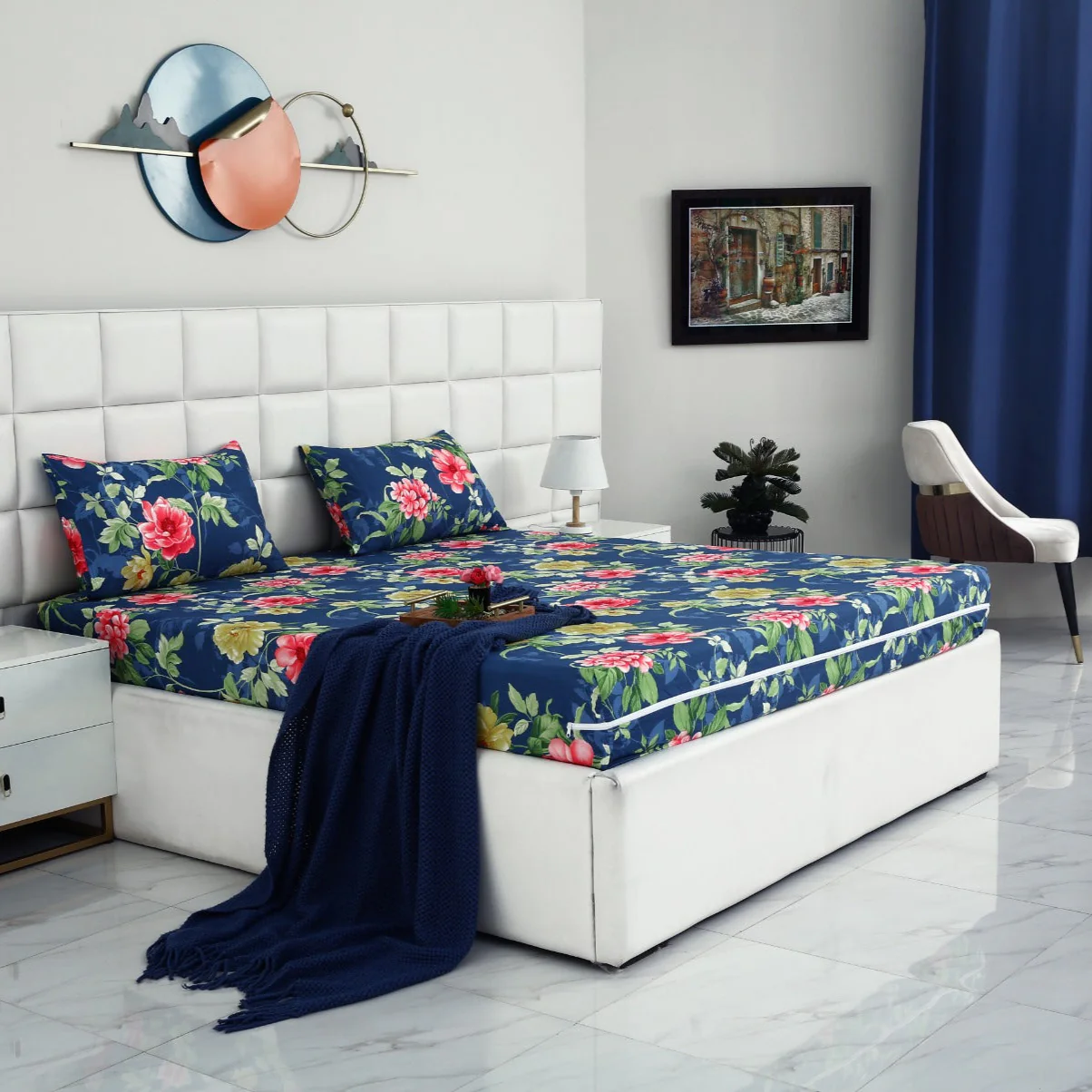 Zipper Mattress Cover Printed-Orchid