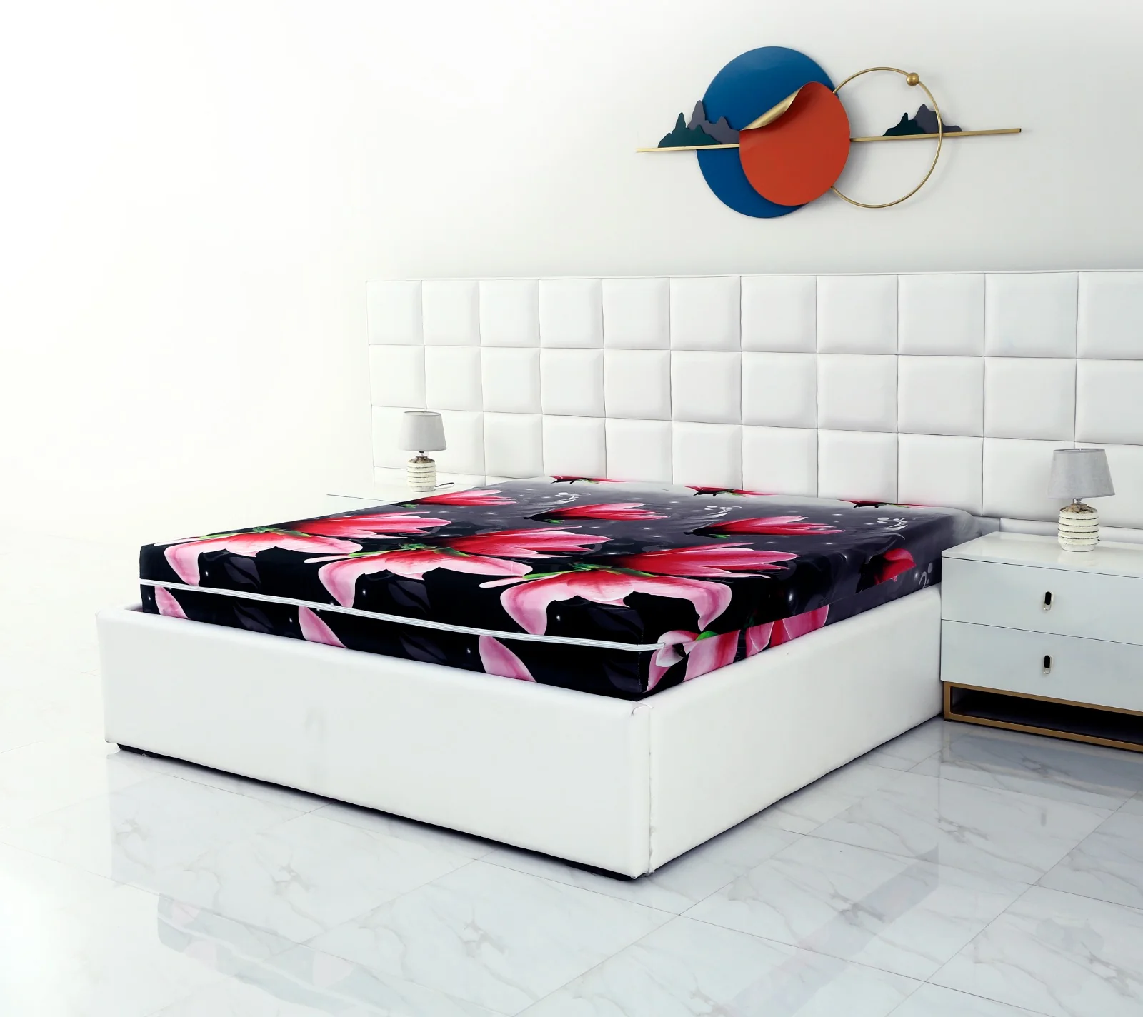 Zipper Mattress Cover Printed-Pink Lotus - Image 4