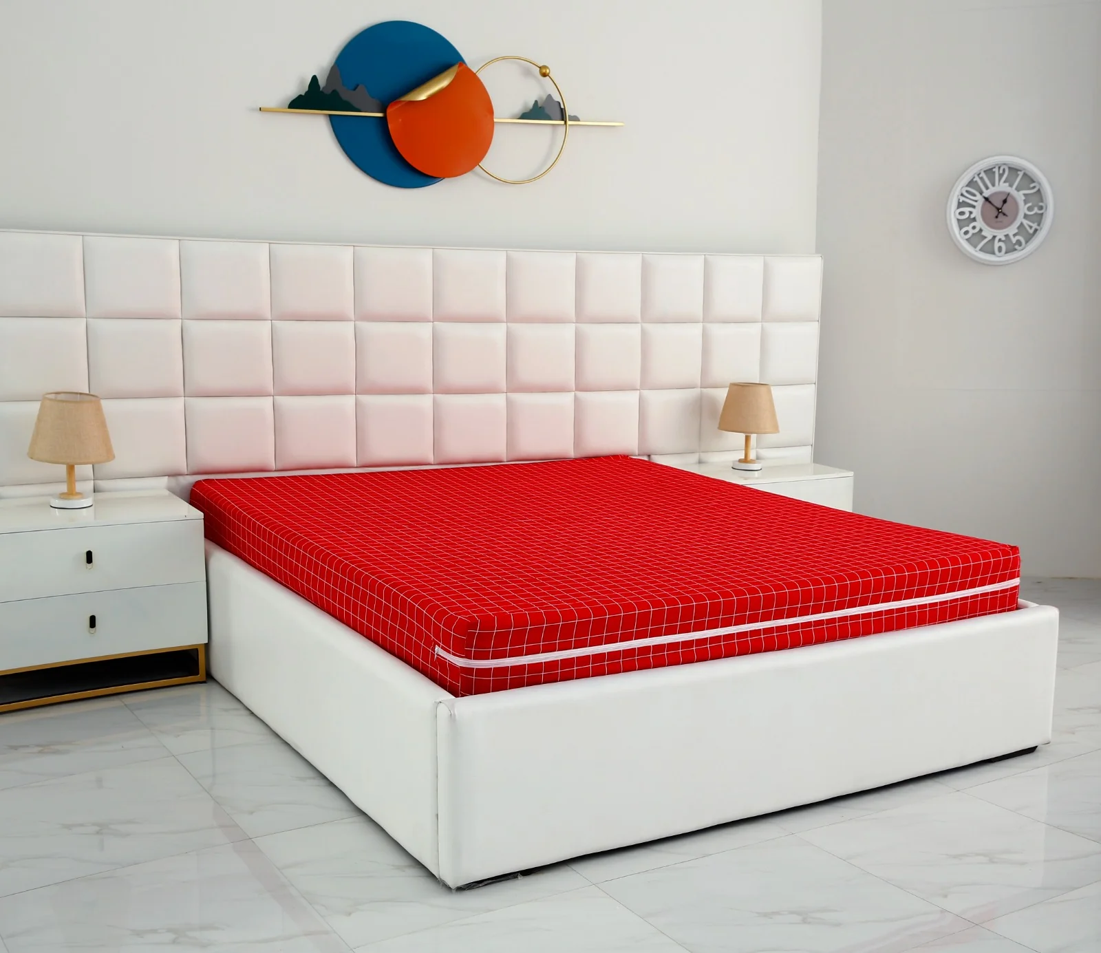 Zipper Mattress Cover Printed-Red Check - Image 4