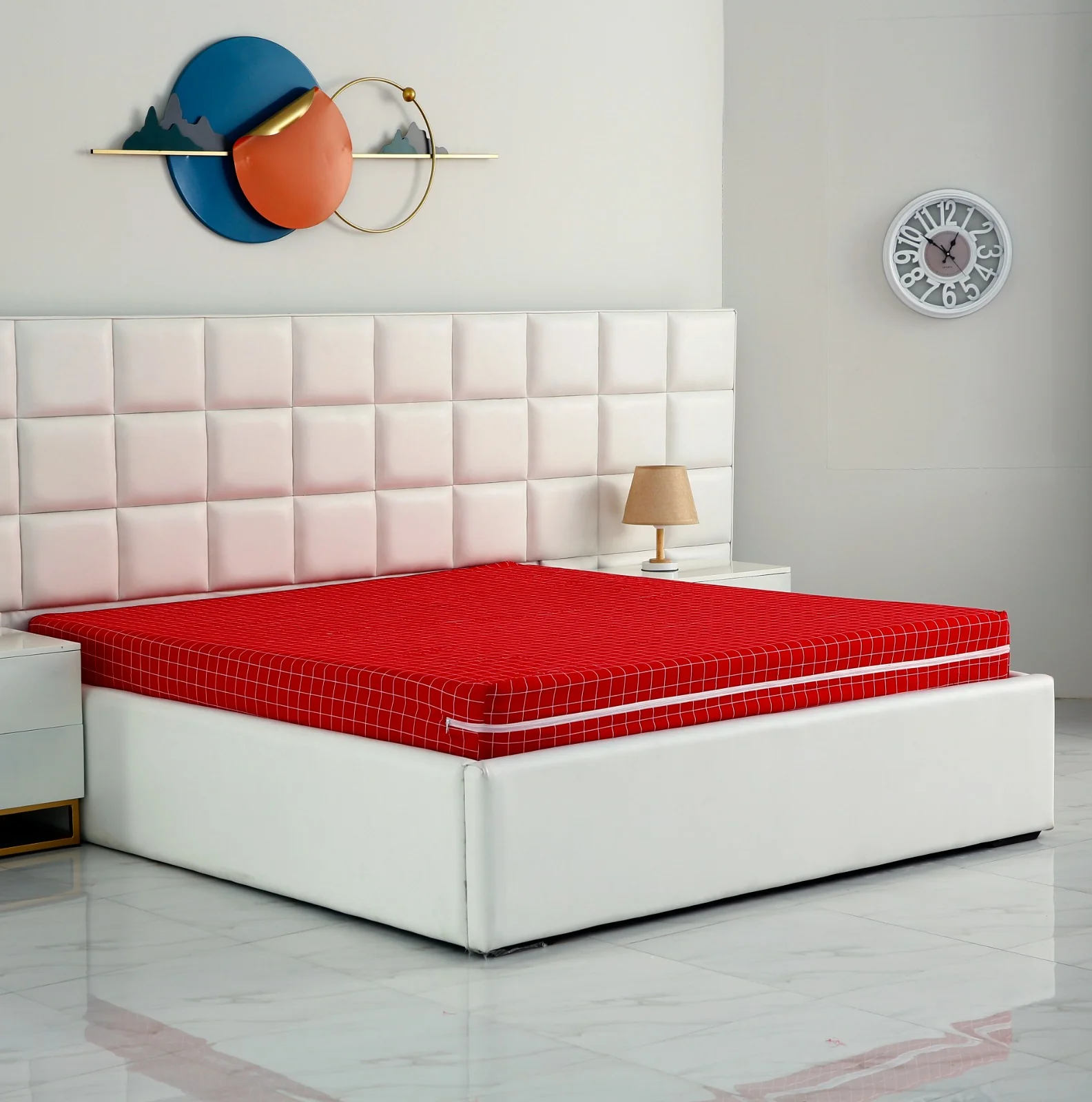 Zipper Mattress Cover Printed-Red Check - Image 5