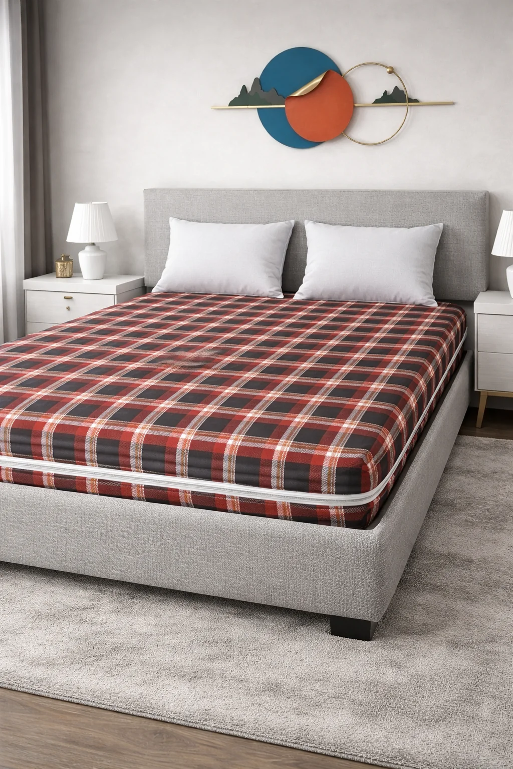 Zipper Mattress Cover Printed-Slush Check - Image 2