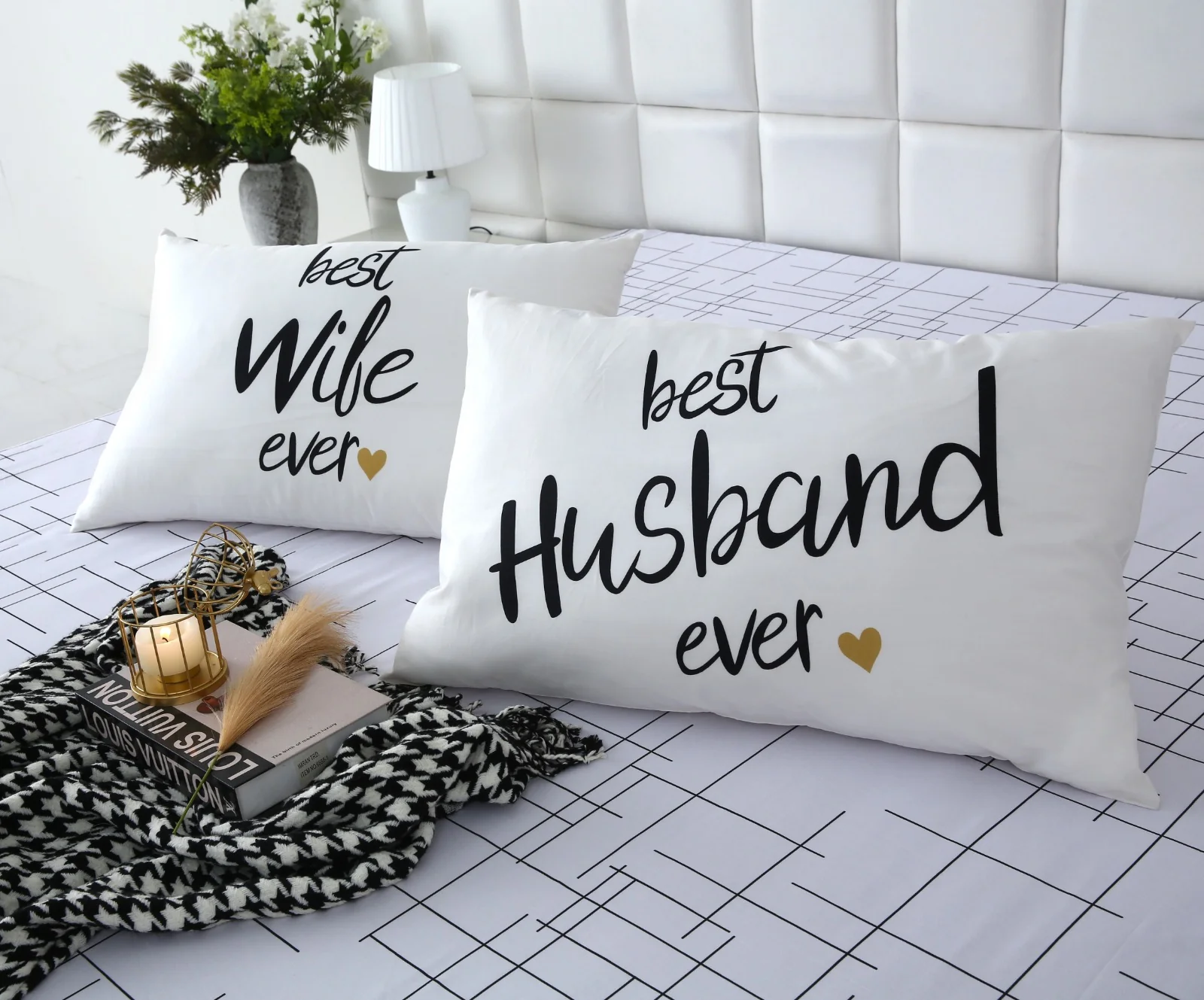 Zipper Mattress Cover Printed-White Check - Image 8